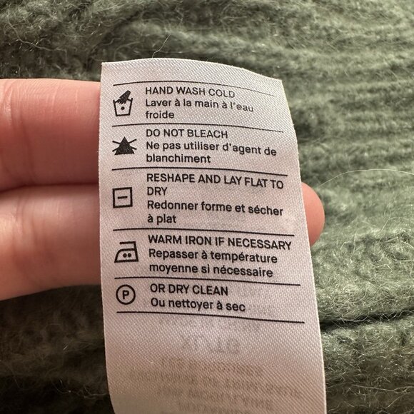 $475 Vince Alpaca Wool Chunky Cable Knit Sweater Women XL Green Mock Neck Thick - Picture 10 of 10